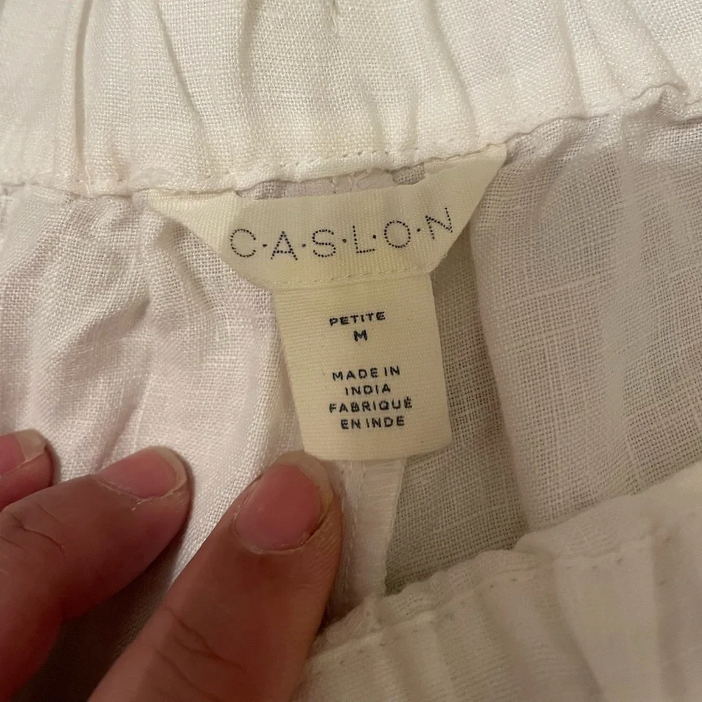 NWT Caslon Petite Linen White Cropped Pants - Picture 5 of 6